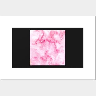 Hand drawn abstract square pink watercolor grunge background Posters and Art
